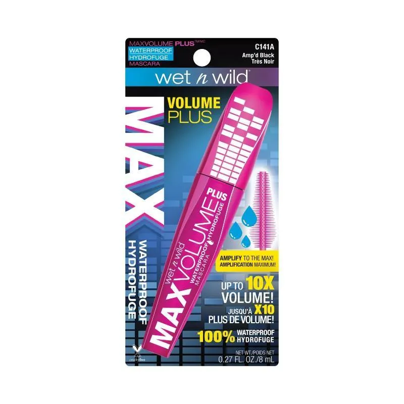 Wet n Wild Max Volume Plus Waterproof Mascara Amp'd Black